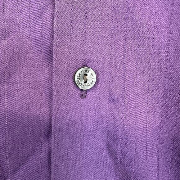 Kenneth Cole Reaction Shirt Mens Size 16.5 Purple Cotton Wrinkle Free Button Up - Picture 5 of 10